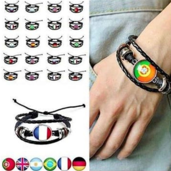 NWOT National Flag adjustable Unisex leather bracelet - Picture 7 of 11